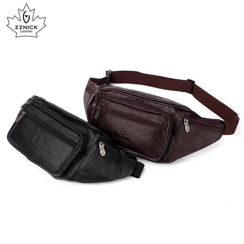 Genuine Leather Waist Packs Men