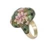 Gold ring with pink water lilies enamel