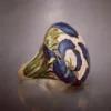 Gold ring with blue iris enamel