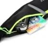 A close up of an open waist pack with a cell phone