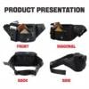 Product presentation showing the bag from front, diagonal, side and back